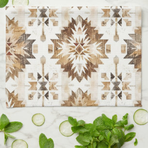 Cream Brown Native Tribal Tea Towel