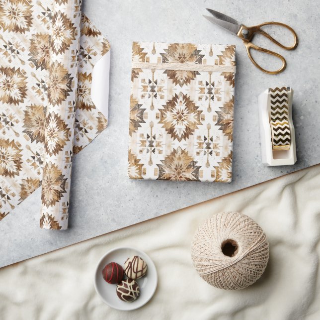 Cream Brown Native Tribal Wrapping Paper (Crafts)