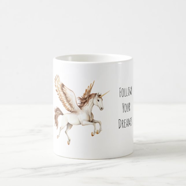 Cream Brown Pegasus Unicorn Coffee Mug (Center)