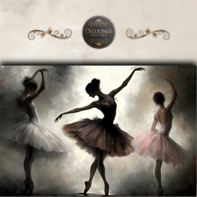 Cream Brown Pink Ballerinas Abstract Decoupage Tissue Paper (Cream Brown Pink Ballerinas Abstract Decoupage Tissue Paper)