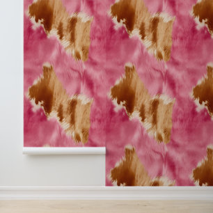 Cream Brown Pink Cowhide Wallpaper
