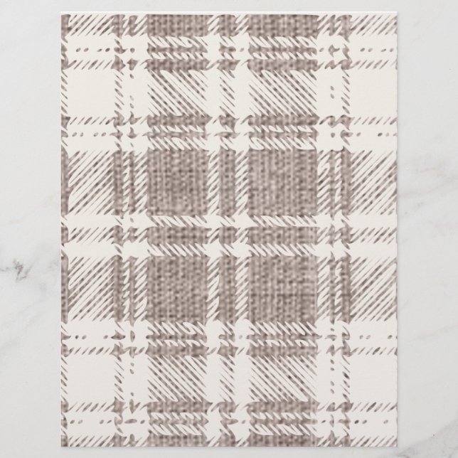 Cream & Brown Plaid Scrapbook Paper (Front)