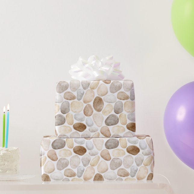 Cream Brown Rocks Birthday Wrapping Paper (Party Gifts)