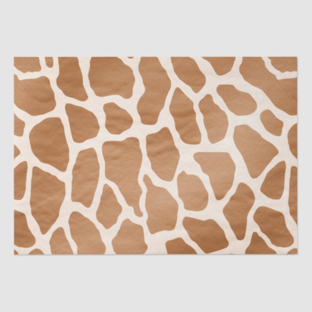 Cream Brown Safari Giraffe Animal Print Tissue Paper (Front)