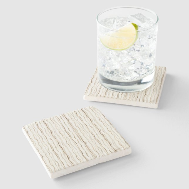 Cream Brown Stripes Stone Coaster (Side)