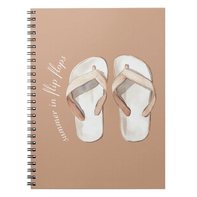 Cream Brown Summer Flip Flops Sandals Notebook (Front)