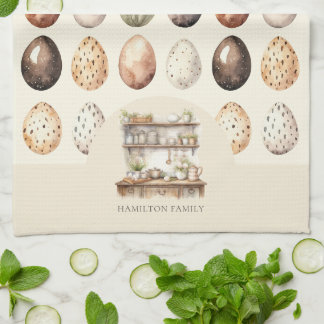 Cream & Brown Vintage Kitchen Family Name Tea Towel