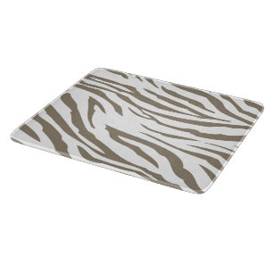 Cream Brown White Zebra Print Cutting Board