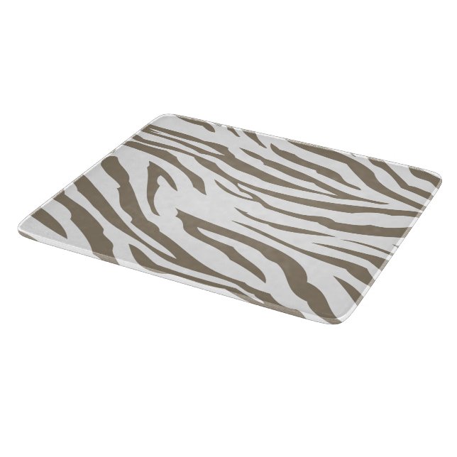 Cream Brown White Zebra Print Cutting Board (Corner)
