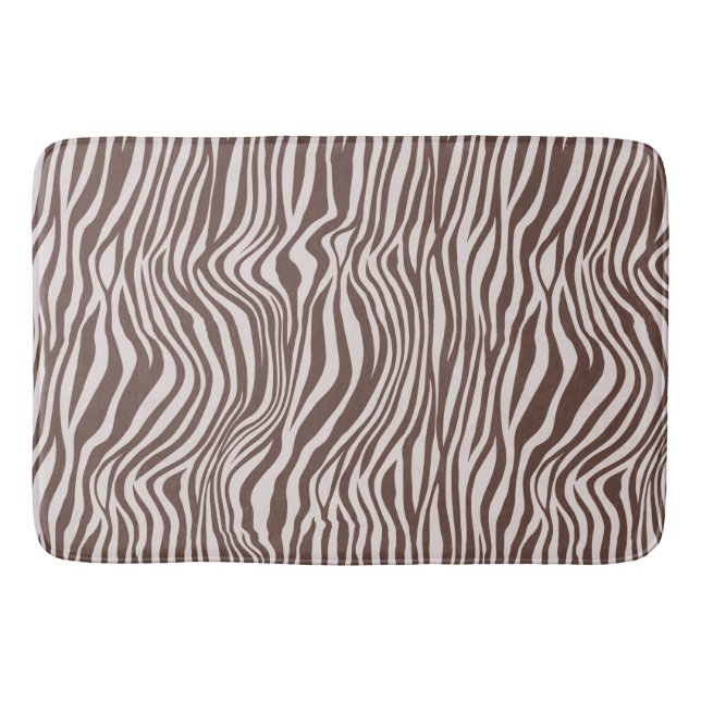 Cream Brown Zebra Print Bath Mat (Front)