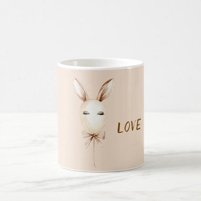 Cream Bunny Ears Balloon Coffee Mug (Center)