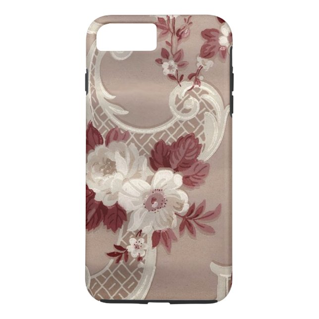 Cream & Burgundy Wallpaper Print Case-Mate iPhone Case (Back)