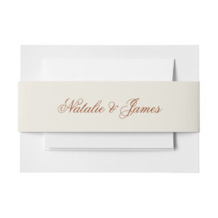 Cream Burnt Orange Old Money Terracotta Wedding Invitation Belly Band