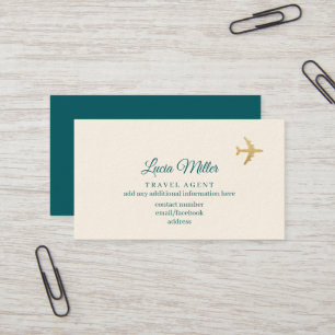 Cream Business Card for a Travel Agent 