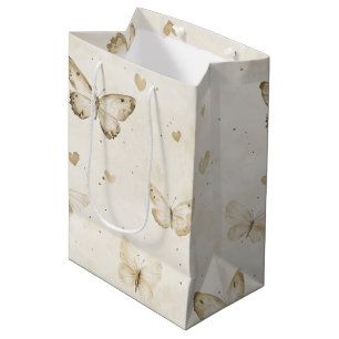 Cream Butterflies & Hearts Birthday Medium Gift Bag