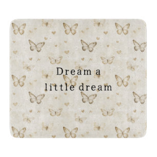 Cream Butterflies Hearts   Cutting Board