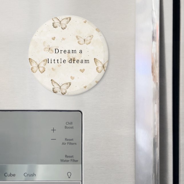 Cream Butterflies Hearts Dream  Magnet (In Situ (Fridge))