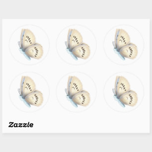 Cream Butterfly Nature Garden Wildlife Classic Round Sticker