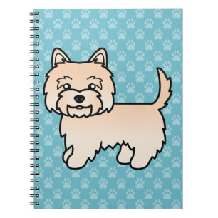 Cream Cairn Terrier Cartoon Dog Illustration Blue Spiral Notebook