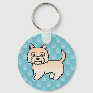 Cream Cairn Terrier Cute Cartoon Dog Illustration Key Ring