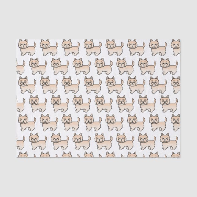 Cream Cairn Terrier Cute Cartoon Dog Pattern Tissue Paper (Front)