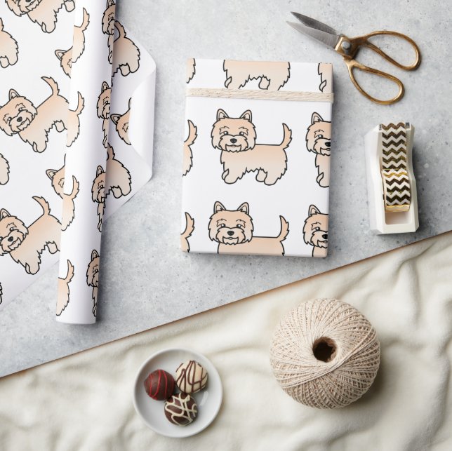 Cream Cairn Terrier Cute Cartoon Dog Pattern Wrapping Paper (Crafts)