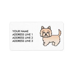 Cream Cairn Terrier Dog Illustration Custom Text Label