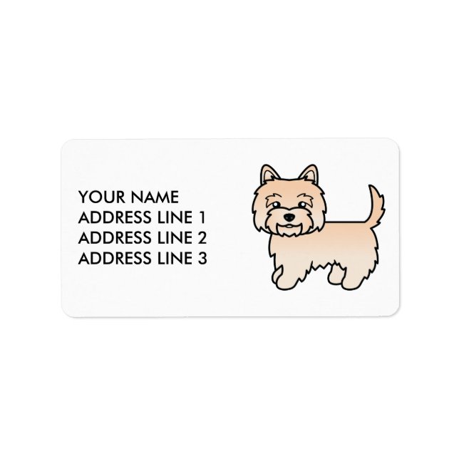 Cream Cairn Terrier Dog Illustration Custom Text Label (Front)