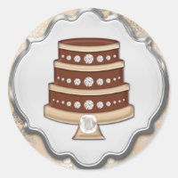 Cream Cake Couture Damask Round Bakery Label