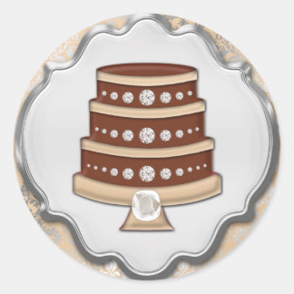 Cream Cake Couture Damask Round Bakery Label