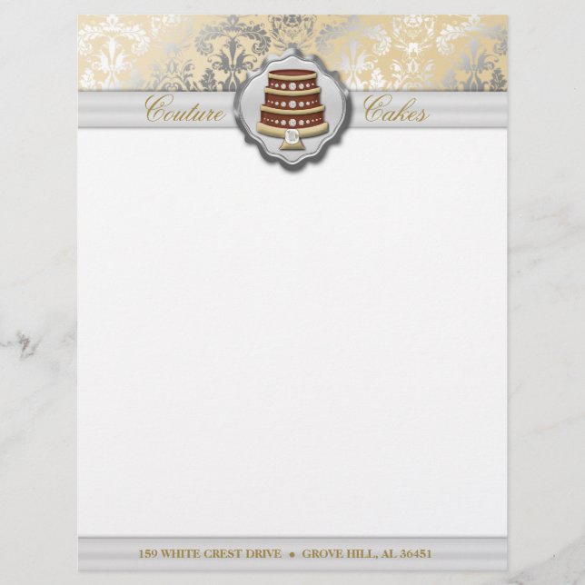 Cream Cake Couture Glitzy Damask Business (Front)