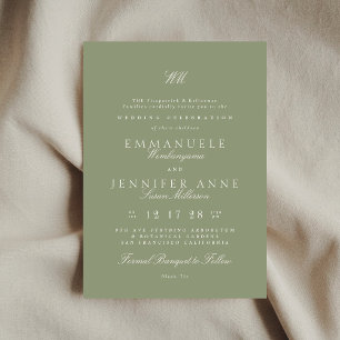 Cream Calligraphy Monogram Sage Green The Wedding Invitation