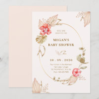 Cream calm floral elegant baby shower