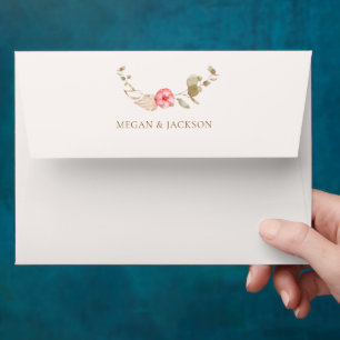 Cream calm floral elegant envelope