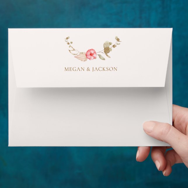 Cream calm floral elegant  envelope (Hand)