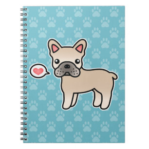 Cream Cartoon French Bulldog Love Notebook
