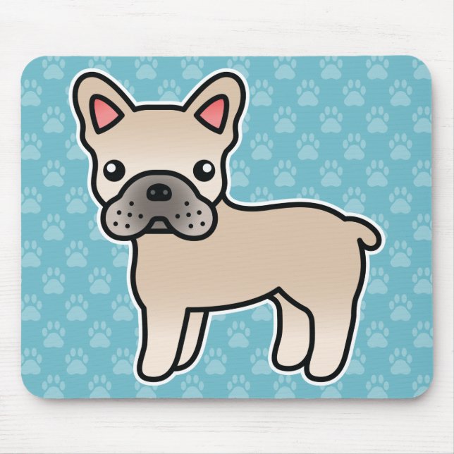 Cream Cartoon French Bulldog Mouse Pad (Front)