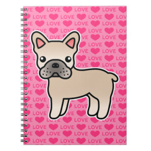 Cream Cartoon French Bulldog Spiral Notebook