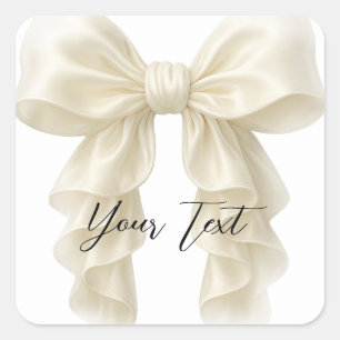 Cream Cascade Ruffle Bow Tying Knot Bridal Shower  Square Sticker