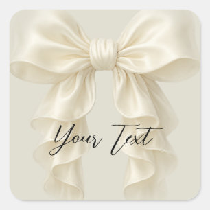 Cream Cascade Ruffle Bow Tying Knot Bridal Shower  Square Sticker