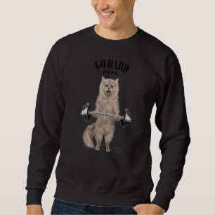 Cream Cat Muscle Training Weightlifting Fitness In Sweatshirt
