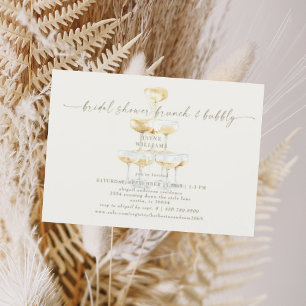 Cream Champagne Tower Bridal Shower Brunch Invitation