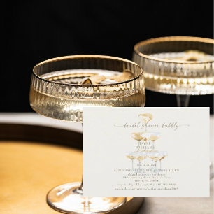 Cream Champagne Tower Bubbly Bridal Shower Invitation