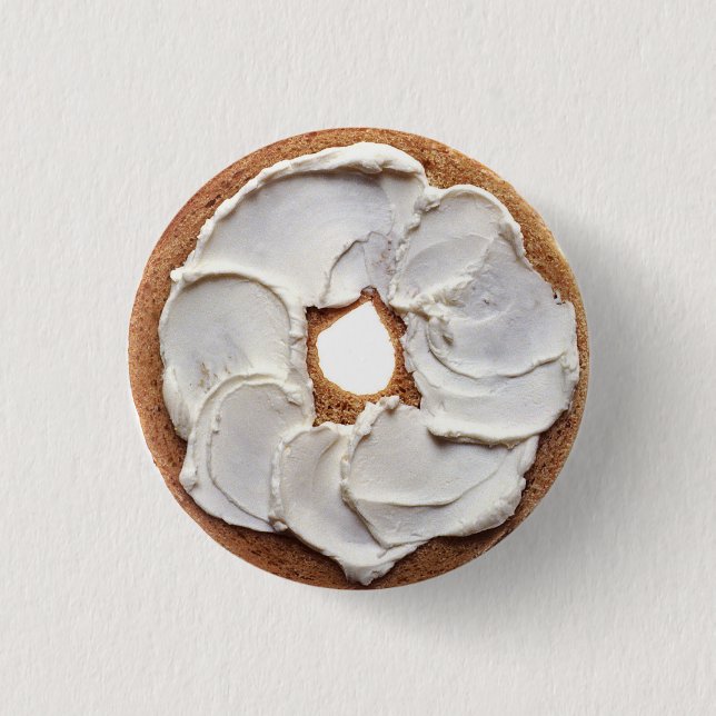 Cream Cheese Bagel Pinback Button (Front)