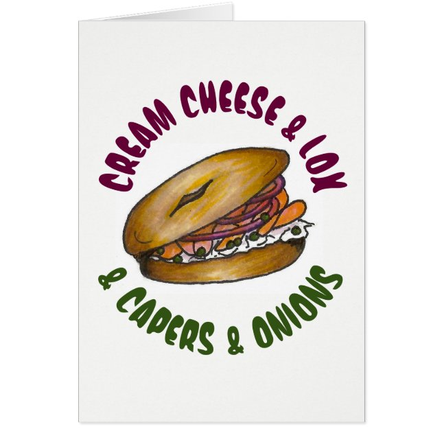 Cream Cheese Lox Capers Onions NYC Deli Bagel Food (Front)
