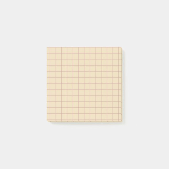 Cream Chequered Pattern Minimal Grid Design Office Post-it Notes (Front)