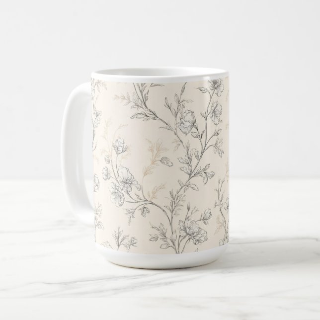 Cream Chic Floral Coffee Mug (Front Left)
