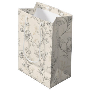 Cream Chic Floral Wedding Medium Gift Bag