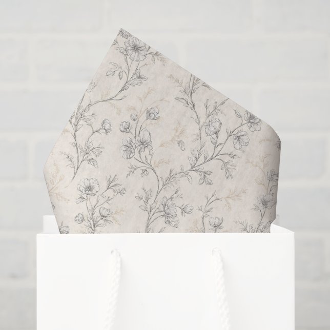 Cream Chic Floral Wedding Tissue Paper (Gift Bag)