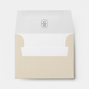 Cream Chic Minimalist Monogram Wedding RSVP Envelope